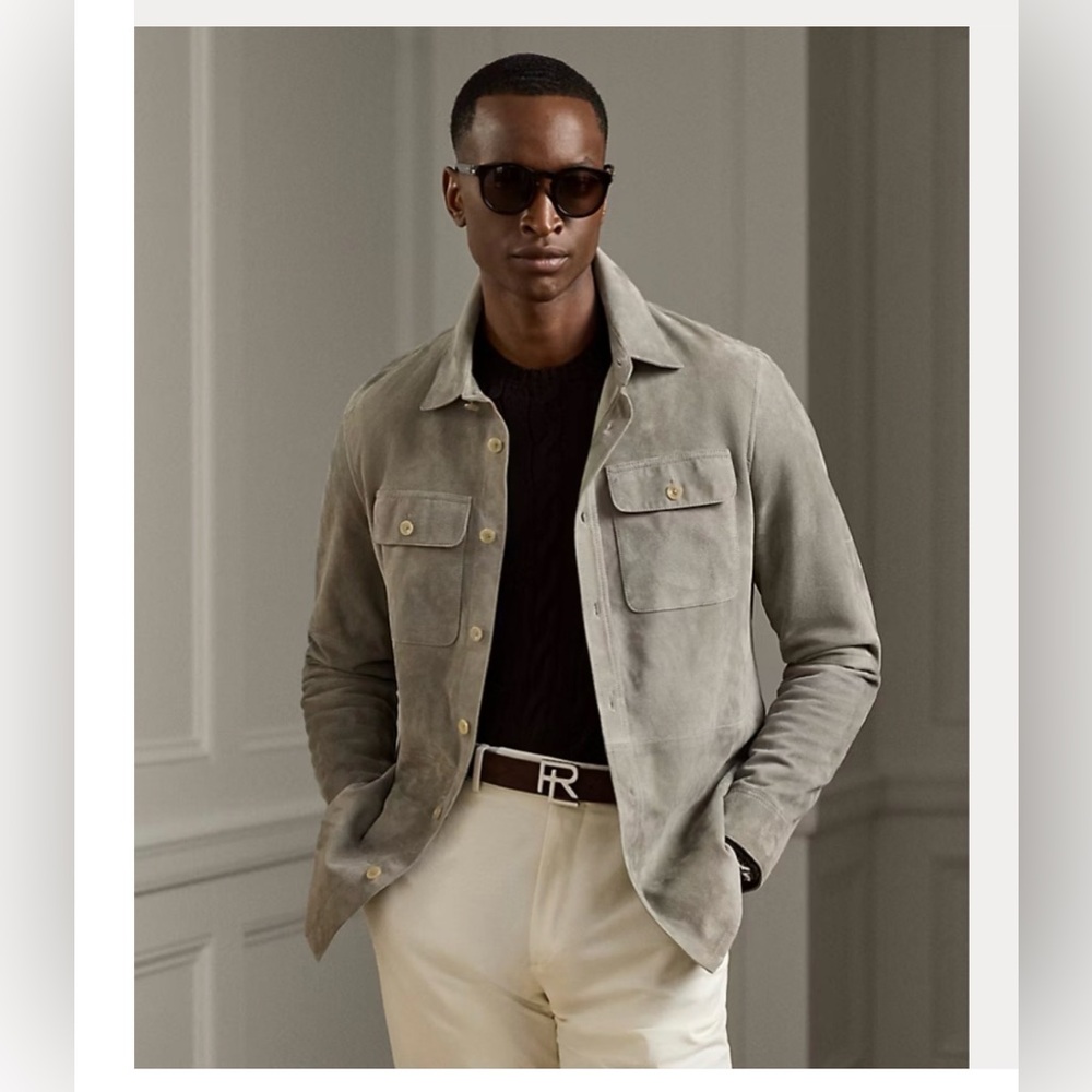 Ralph Lauren Purple Label Suede Jacket Navy